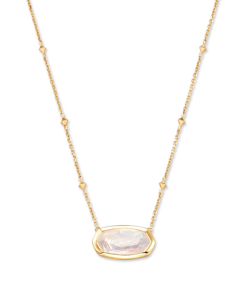 Elisa 14k Yellow Gold Satellite Pendant Necklace in Rainbow Moonstone image number 0